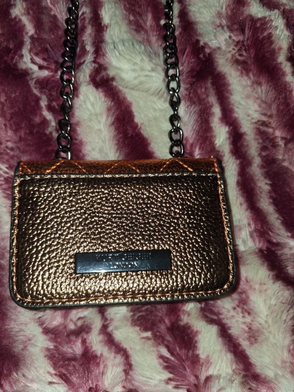 Kurt Geiger Metallic Copper Mini Chain Crossbody